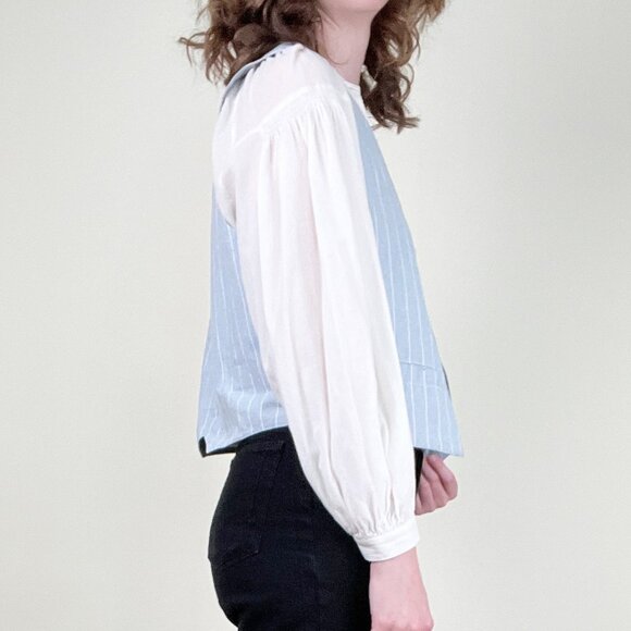 Vintage Reversible Pinstriped Vest Coast Cowgirl Relaxed Fit Oversized Western - Picture 2 of 13